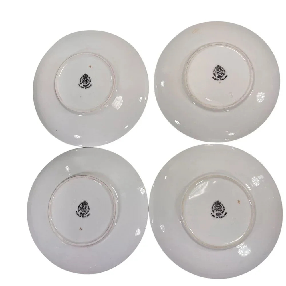 Royal Worcester Regency Red Espresso Demitasse Cups Saucers Sunburst Set Of 4 - Picture 11 of 16